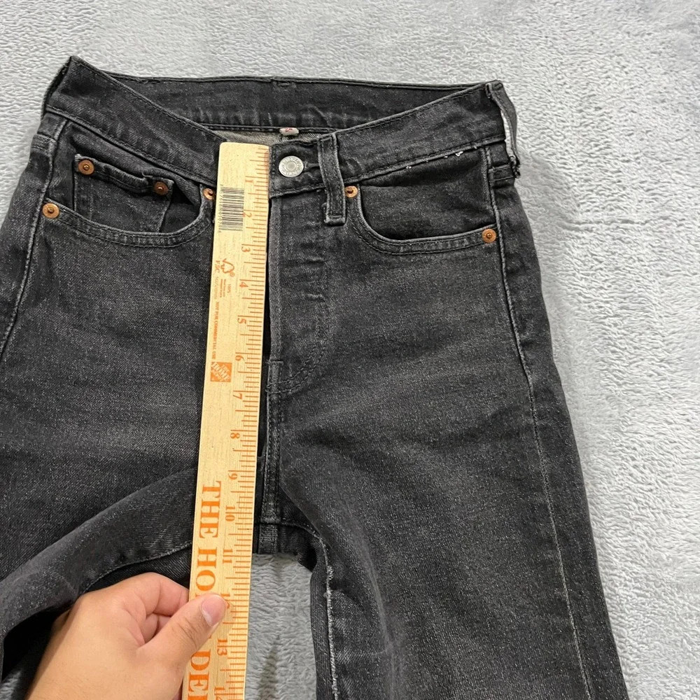 Levis Premium Jeans Women 24 Button Fly Raw Hem Ankle Grunge Goth Y2K Streetwear
